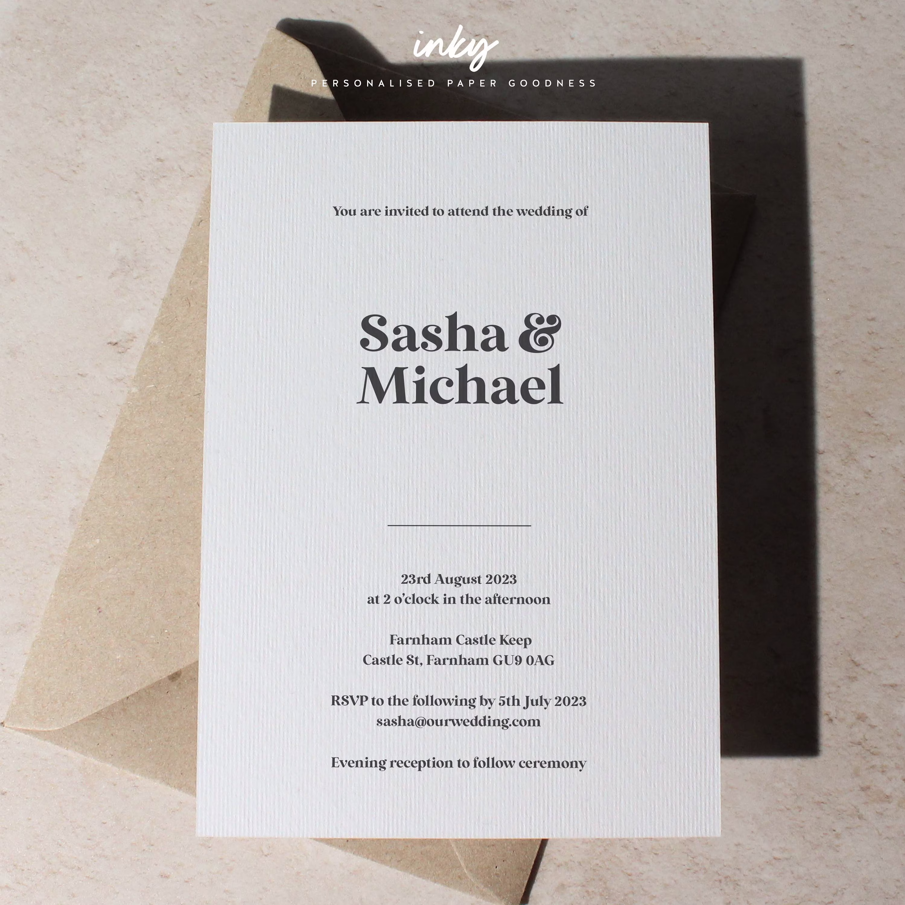 Stylish Wedding Invitation, Simple Invite, Modern Invitations, Postcard Invites, Invite Stationery, Sabetha