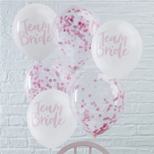Team Bride Hen Party Balloons - Night White & Pink