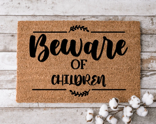 Beware Of Children Front Door | Custom Welcome Mat Personalized Home Decor Housewarming Gift Funny Doormat Closing
