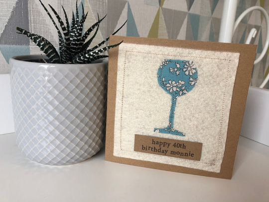 Personalised Handmade Liberty Wine Glass Card