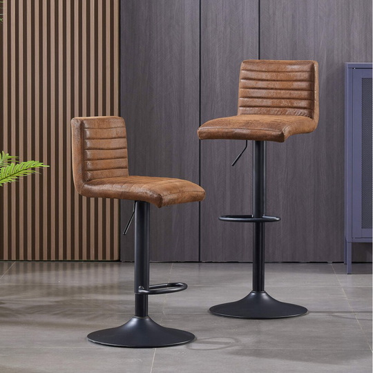 2× Bar Stools Faux Matte Suede Leather Kitchen Breakfast Bar Stools UK