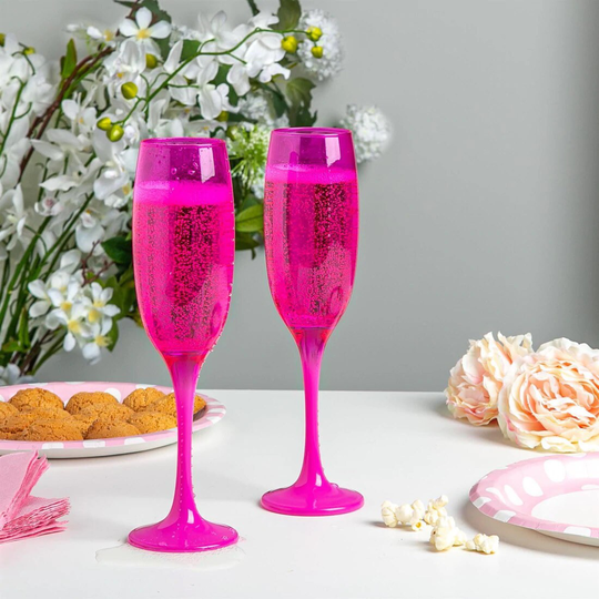 Personalised Champagne Flute | Pink Glass Wedding Present Party Glassware Glasses Hen Do Gift