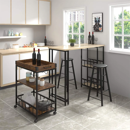 Higganum 2 Bottle Floor Wine Bottle & Glass Rack in Brown