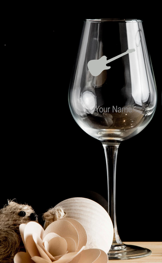 Electric Guitar Personalised Wine Glass Red Wine, White Wine - Hand Etched Gift Bartender.50