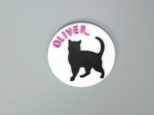 Personalised Cat Magnet - Custom Made Magnet With Pet Name Cat Silhouette Fridge