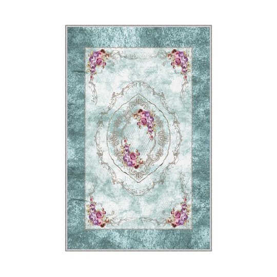 Abeer Power Loom Green/Pink Rug