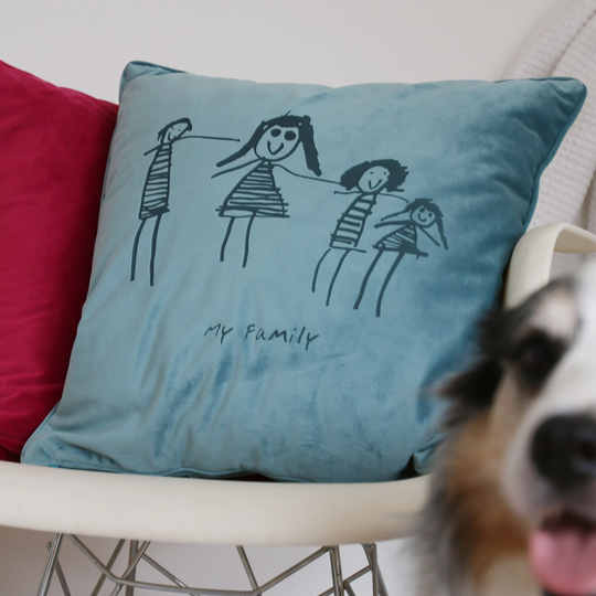 Child's Drawing Personalised Velvet Cushion