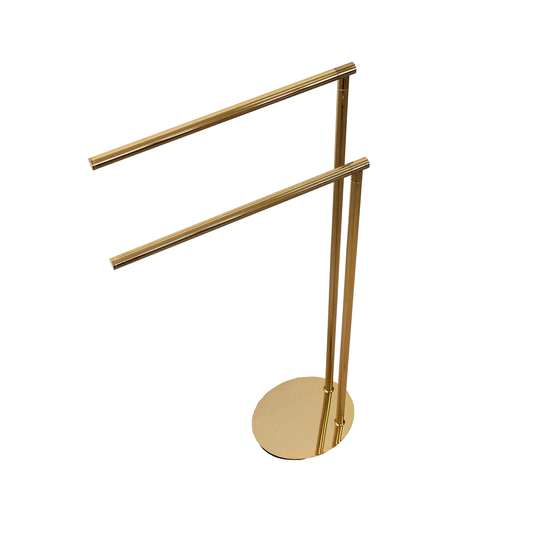 Towel Bar 2 Arms Free Standing Gold Polished/Antique Brass-Towel Holder-Towel Bar-Bathroom Accessories-Rustic Decor-Aged-Free Shipping