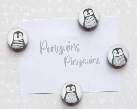 4 Fabric Refrigerator Magnets, Penguin Animal Magnets
