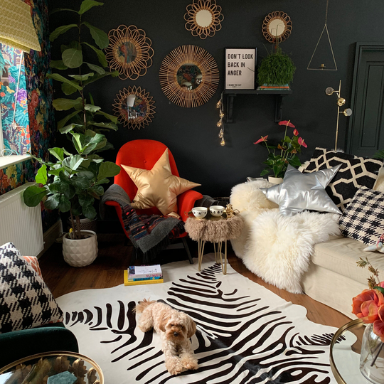 Cowhide Zebra Print - Authentic Leather 2 Designs To Choose From This One Has A White Border See Separate Listing For Other Design