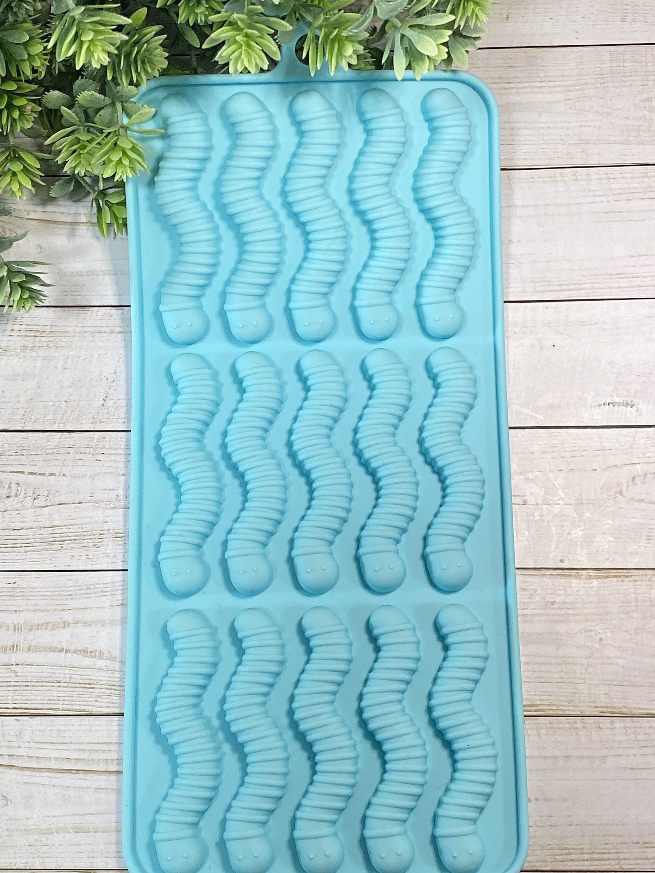 15 Cavities Worms Silicone Candy Mold-Chocolate Mold-Ice Cube Tray-Crayons Mold-Fondant Cake Mold-Mini Soap Mold