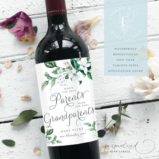 Pregnancy Announcement Wine Labels, Baby Bottle Label, Best Parents Make Grandparents Label | Label|Fewl27A