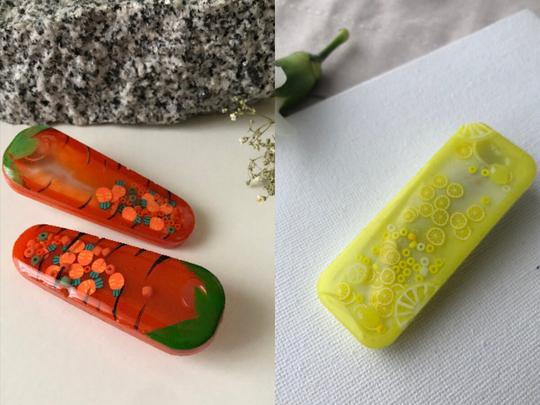 Resin Shaker Barettes/Hair Clips | Lemon & Carrot
