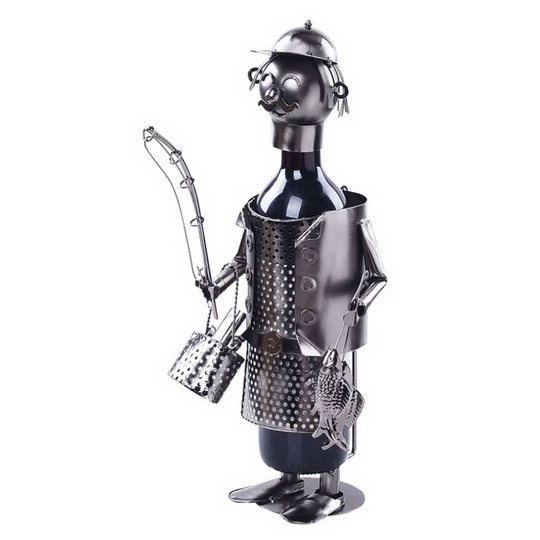 Wine Holder Stainless Steel Wine Rack Modern Metal Wine Rack Fisherman