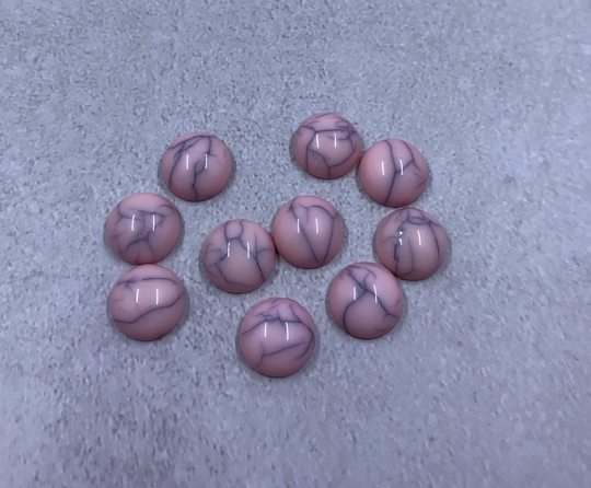 10mm Pink & Gray Marble Resin Cabochons