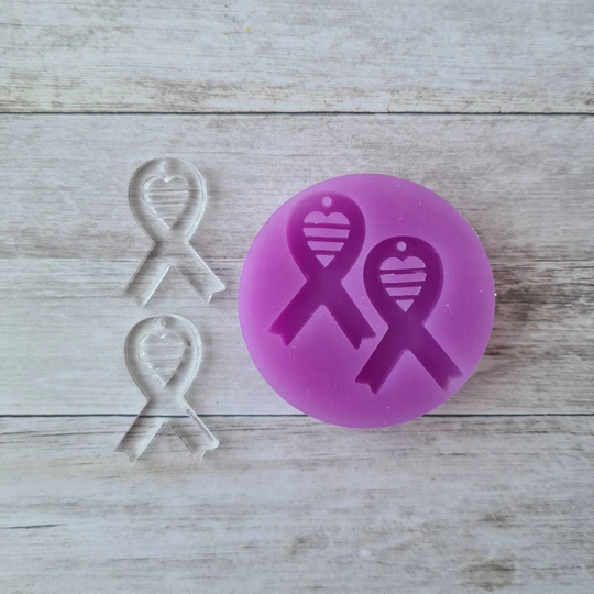 Earrings Mold - 25mm Cancer Awareness Resin Mold, Flexible Silicone Polymer Clay Supplies, Supplies