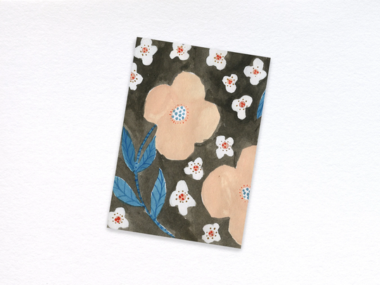 Floral Postcard, Flower Pattern Notecard, Illustrated Card, Postcard Print, Art
