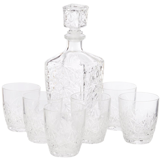 Bormioli Rocco Dedalo Glass Decanter 800 ml and 6 Glasses 260 ml