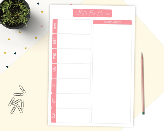 Personalised Weekly Meal Planner Notepad | Plan Shopping List Grocery A4 Or A5 Menu Planning Tear-Off Pad