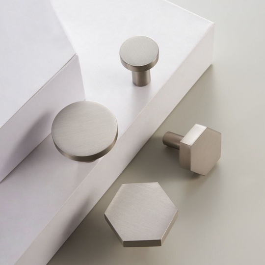 Silver Handles & Knobs, For A Cabinet, Nickel Handles, Hexagon Hexagonal Round Knobs Pulls