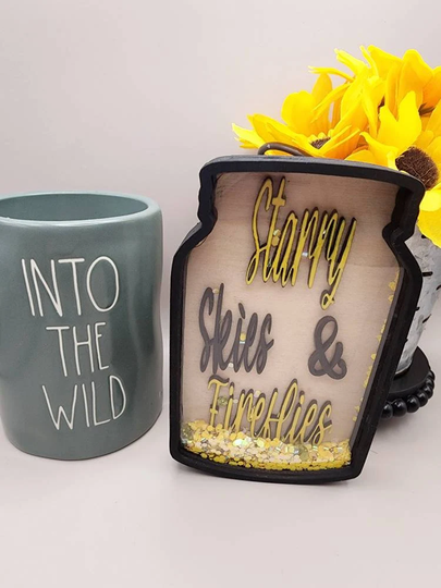 Shaker Sign, Summer Decor, Mason Jar Shaker, Camping Tiered Tray