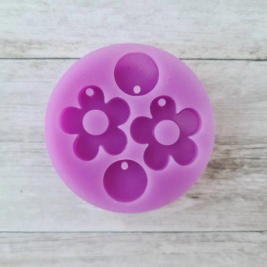 Dangle Earring Mold, 20mm Flower Resin Flexible Silicone Polymer Clay Supplies, Supplies