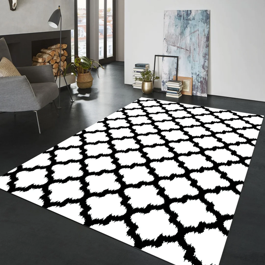Carletta 100% Cotton White/Black Rug