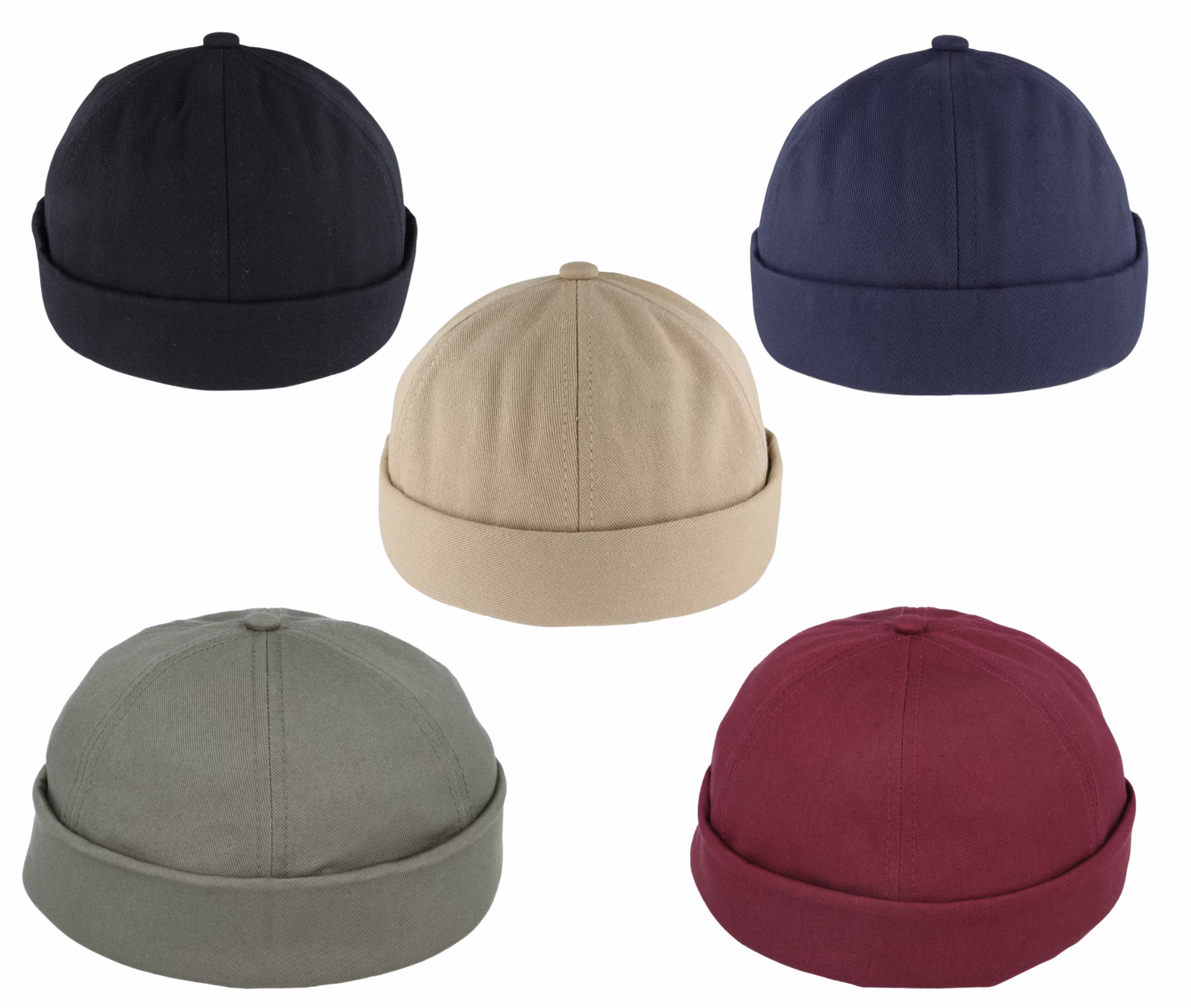 Cotton Docker Rolled Cuff Retro Fashion Brimless Hat