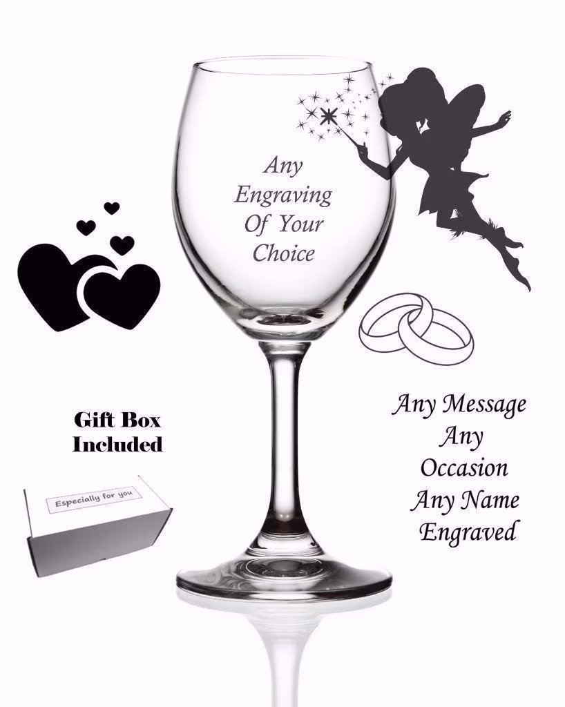 Personalised Engraved Wine Glass Birthday Gift Anniversary Wedding