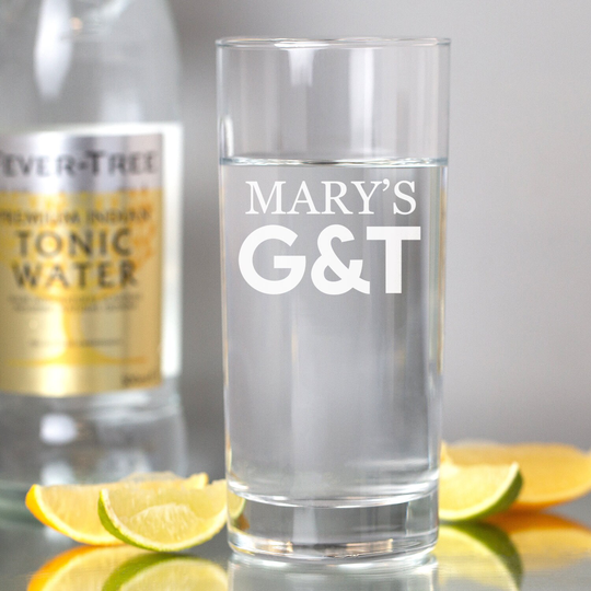 Personalised G&t Hi High Ball Glass Gin Tonic Gifts Ideas Presents For Him Mens Dad Christmas Mothers Fathers Day Vodka