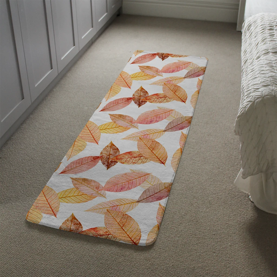 Mannion Autumn Toned Skeleton Leaves Designer Shaggy Ivory/Orange Rug