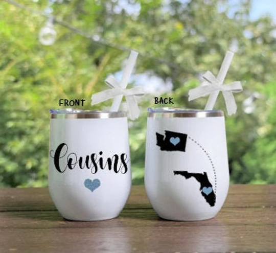 Cousins Wine Tumbler, Cousin Gift, Gift For Cousin, Long Distance, Birthday Glasses, Gifts
