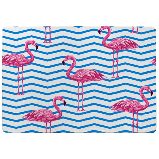 Oswalt Flamingo Designer Shaggy Pink/Blue/White Rug