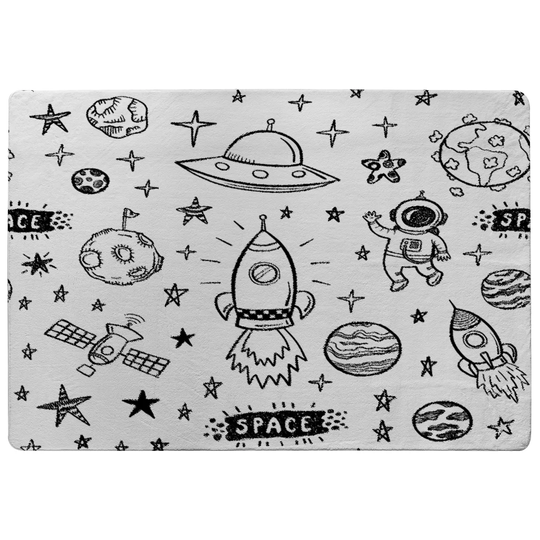 Bayview Doodle Space Designer Shaggy Ivory/Black Rug
