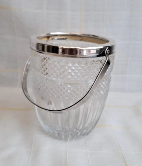 Vintage Germany Wine Cellar Crystal Ice Bucket, Mid Century, Bar Accessories, Wine Cooling, Ice Rack Cart Accessories Gift For Him