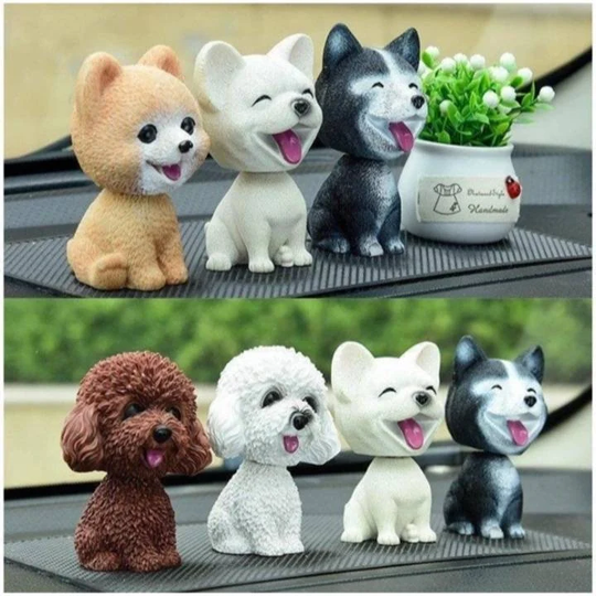 Handmade 9cm Husky Teddy Pomeranian Car Shake Head Dog Ornaments Cute Nodding Decoration Gift For Interior Home Room Auto Accessories