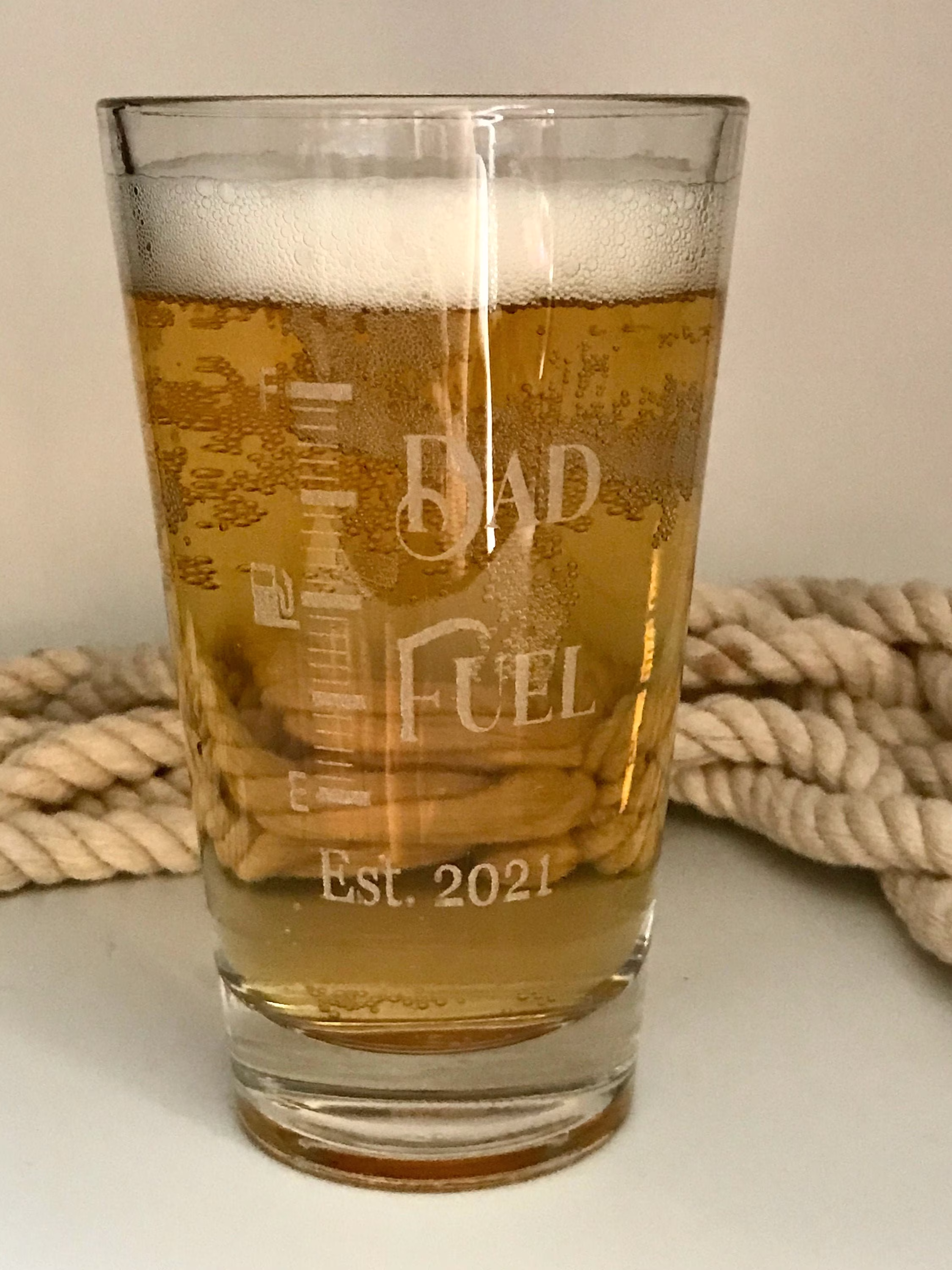 Laser Engraved Pint Glass, Dad Fuel Custom Fathers Day Gift, Birthday Beer Lover Gifts Under 20