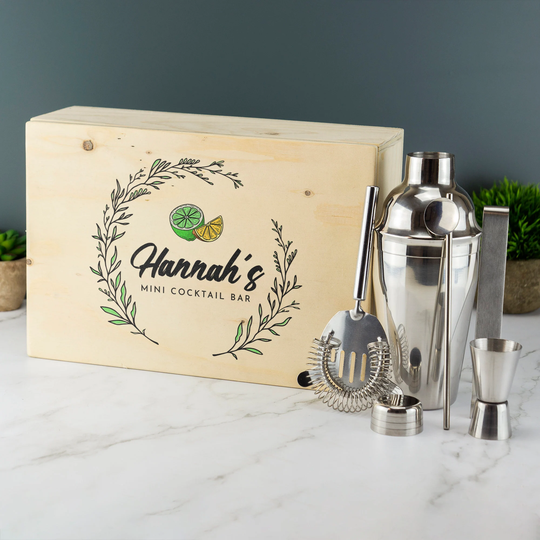 Personalised Cocktail Set Complete With Custom Printed Box Home Bar Enthusiasts Drink Design 1