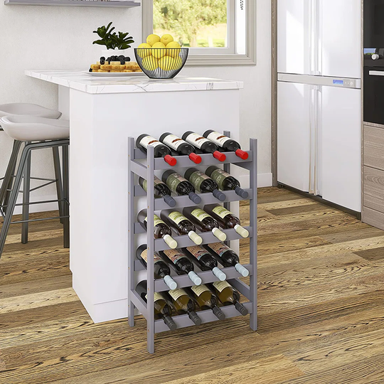 Guinna 20 Bottle Solid Wood Floor Wine Bottle Rack