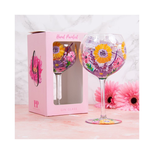 Sunflowers Painted Floral Design Gin Tonic Cocktail Drinks Party Spirits Glass