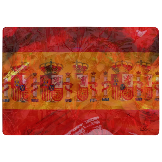 Tobin Spain Flag Designer Shaggy Red Rug
