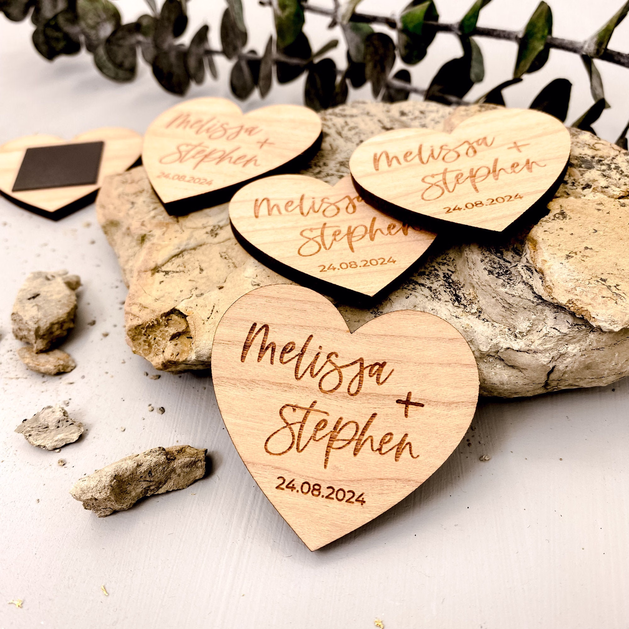 Save The Dates Magnet, Personalised Wedding Invitation, Minimalist Invites, Fall Winter Spring Summer, Wooden Simple Heart Date