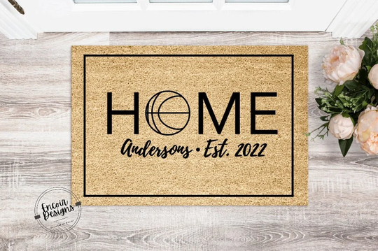 Basketball Sports Welcome Mat | Funny Doormat Housewarming Gift New Home Decor Closing Fan