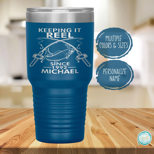 Personalized 30Th Birthday Gift For Men, Funny Fishing Tumbler Friend, Husband, Son Or Brother, Custom Thirtieth Cup Him
