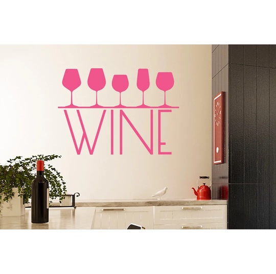 Five Different Wine Glass Sign Wall Sticker