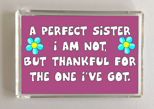 A Perfect Sister I Am Not - Thankful Novelty Fridge Magnet, Ideal Present For Birthday Christmas, Love My Sister, Gift