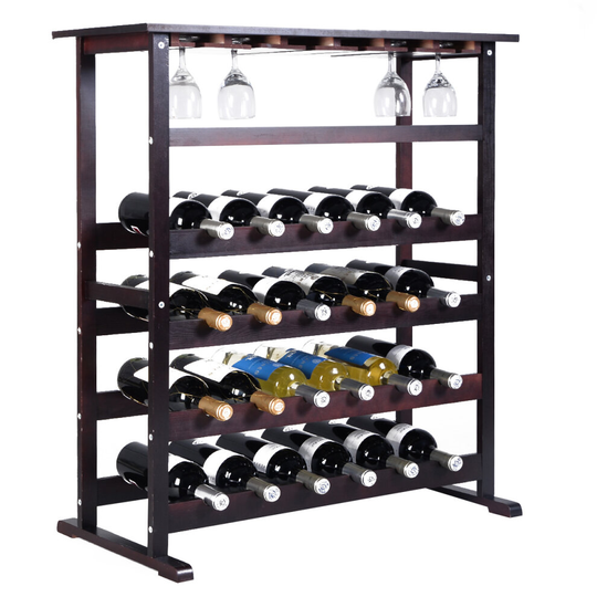 24 Bottle Capacity Wine Rack Free Standing Wobble-Free Display Shelf