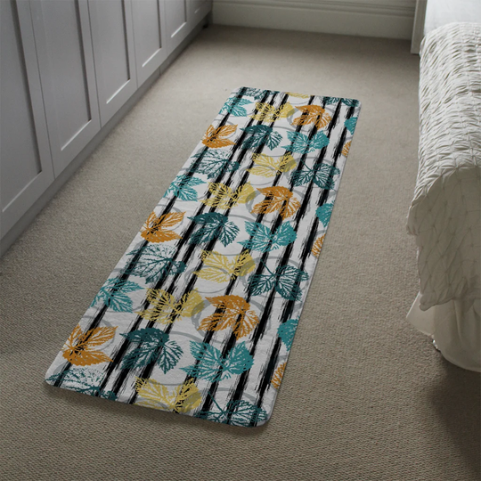 Kiernan Natural Autumn Designer Shaggy Green/Yellow/Grey Rug