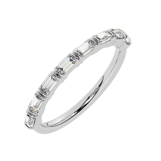 0.50 Carat Bar Set 100 % Natural Baguette Cut Diamond Half Eternity Ring Available in White, Yellow, Rose Gold & Platinum