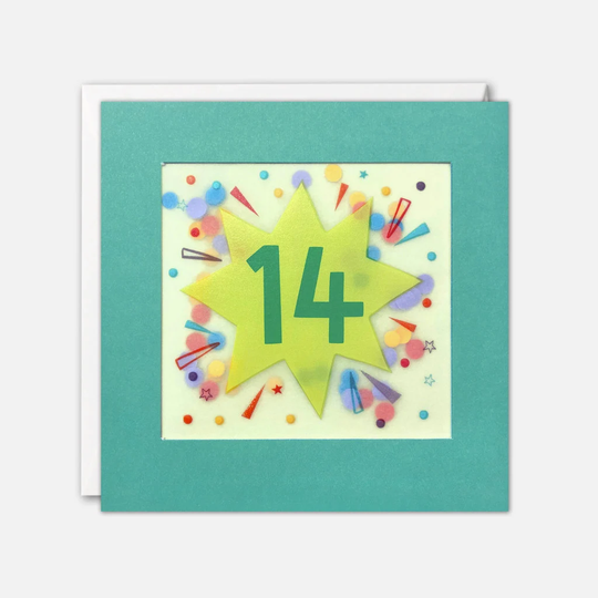 Age 14 Star Birthday Card With Paper Confetti - Shakies By James Ellis